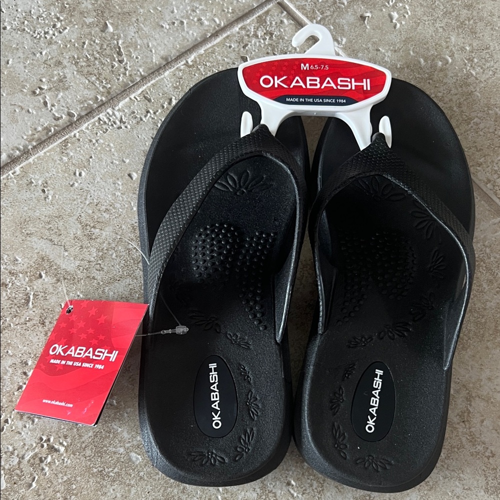 Okabashi Classic Black Sandals - Maui - NWT / M 6.5-7.5